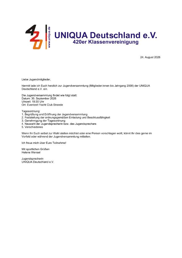 Vorschau erste Seite: Einladung zur Jugendversammlung 2026