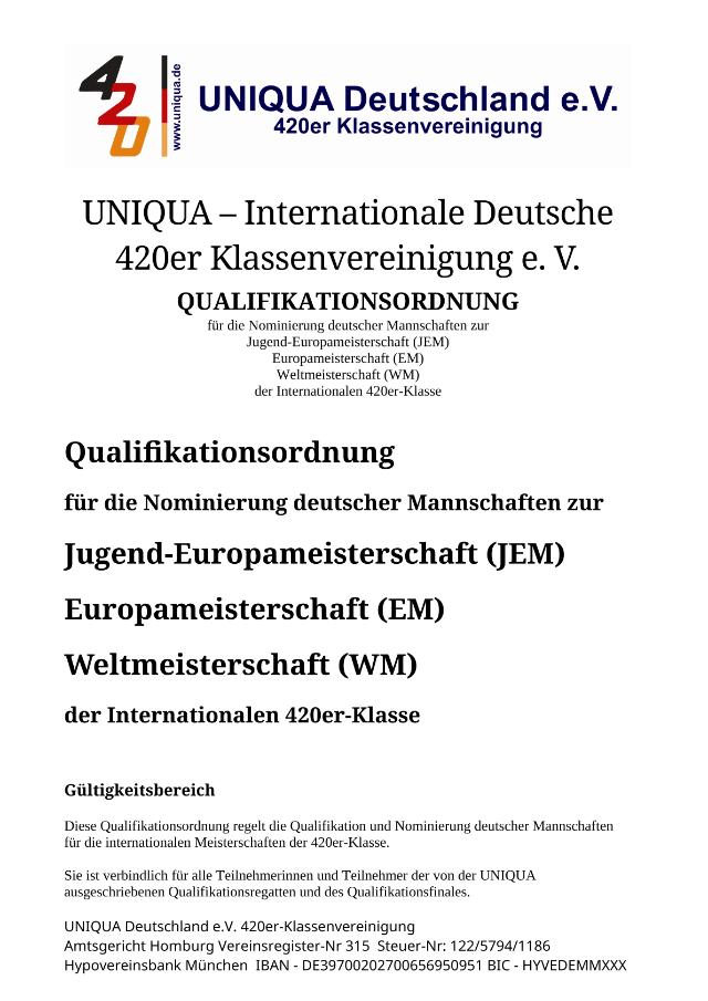 Vorschau erste Seite: Qualifikationsordnung 2026